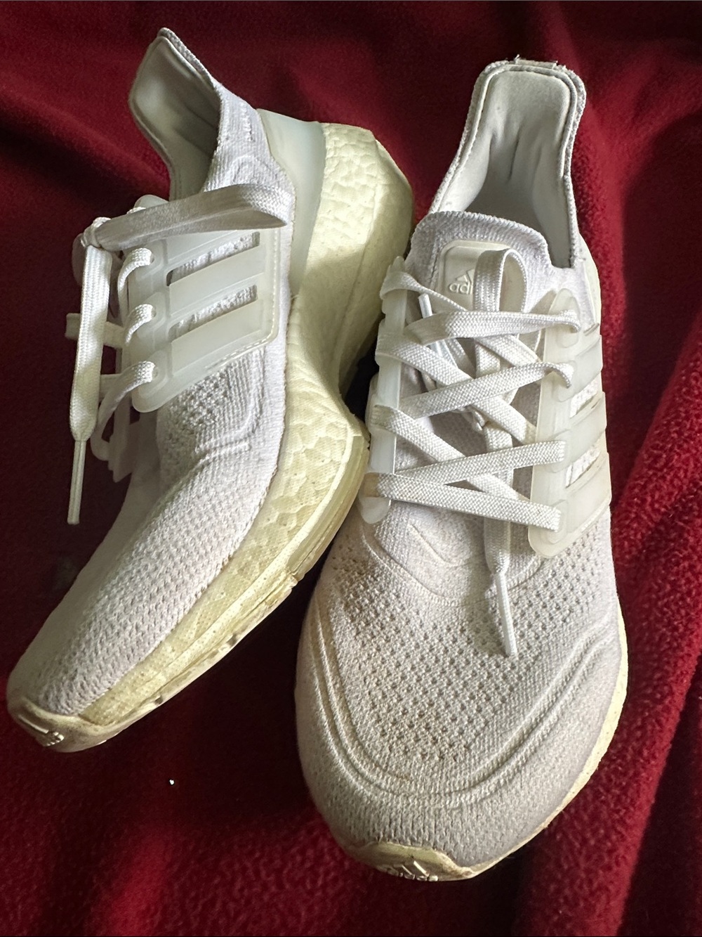 adidas Women’s White Knit Running Sneakers 8